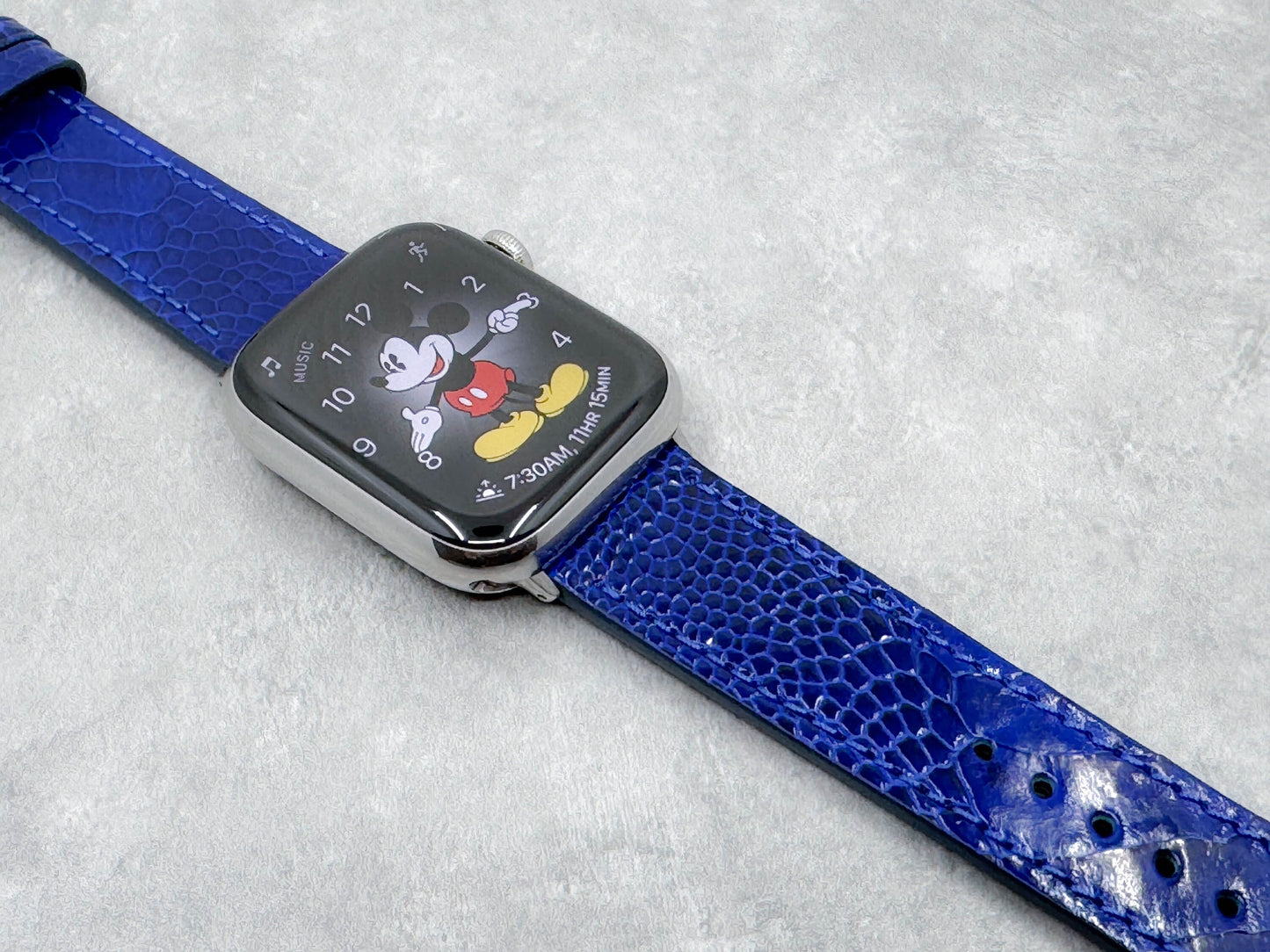 Royal Azure Ostrich Leather Apple Watch Band - Apple watch band Series 1 2 3 4 5, 38-40 mm, 42-44 mm, Leather watch band, Iwatch band