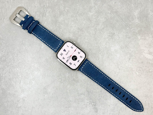 Nautical Bleu- Apple Watch band | Series 6 5 4 3 2 1 | Rugged leather Apple wrist band |