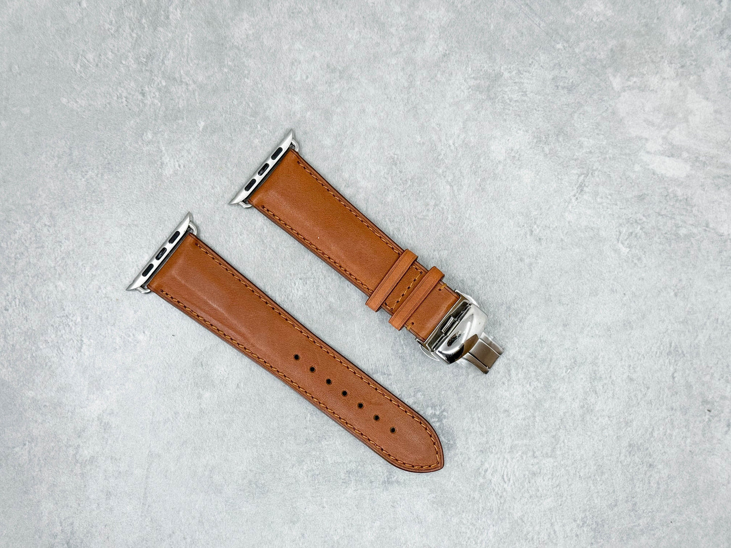 Monaco - Caramel Apple watch band Series 3 4 5 6 7 SE, 42-45 mm, 38-41 mm Leather watch band, Iwatch, watch leather saddle band brown tan