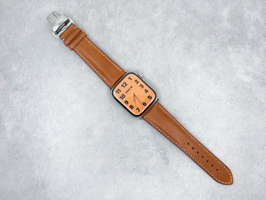 Senna - Caramel Tan Apple watch band Series 4 5 6 7 8 9 SE, 44-45 mm, 40-41 mm Genuine Leather watch band, Iwatch band, Birthday gift