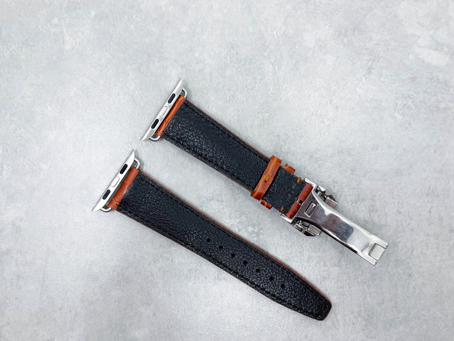 Crocodile Tangerine - Apple watch band Series 1 2 3 4 5,  38-40 mm, 42-44 mm, Leather watch band, Iwatch band, watch alligator crocodile