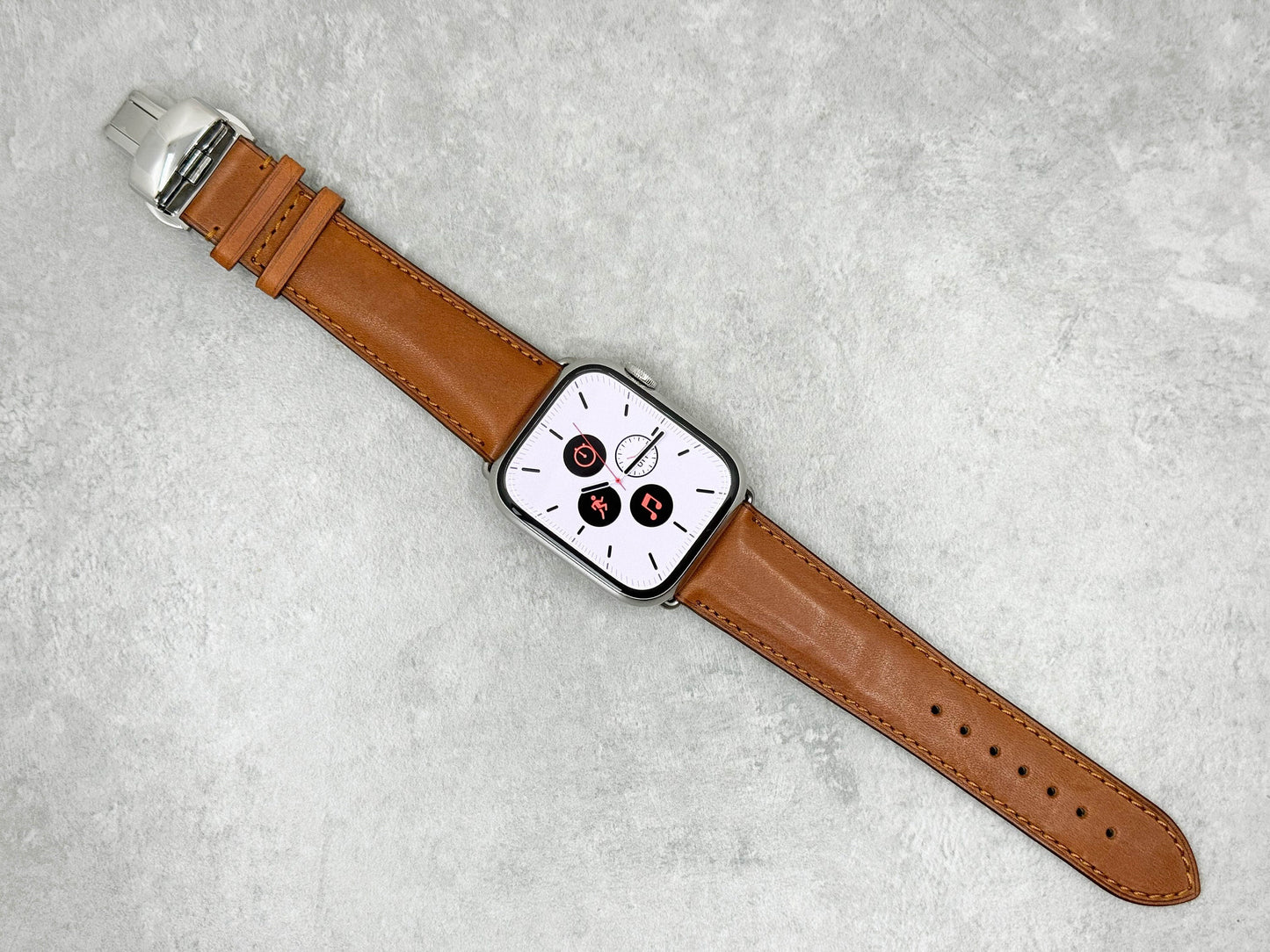 Monaco - Caramel Apple watch band Series 3 4 5 6 7 SE, 42-45 mm, 38-41 mm Leather watch band, Iwatch, watch leather saddle band brown tan