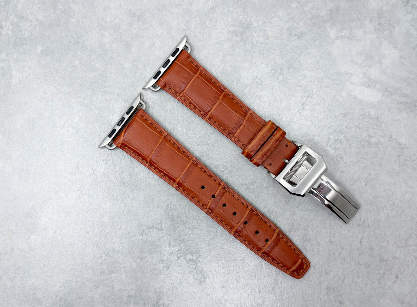 Crocodile Tangerine - Apple watch band Series 1 2 3 4 5,  38-40 mm, 42-44 mm, Leather watch band, Iwatch band, watch alligator crocodile